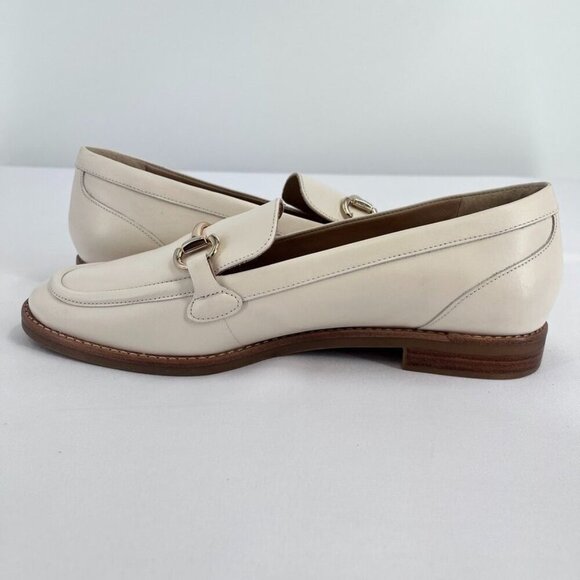 Antonio Melani Raegan Bit Buckle Ornamented Leather Loafers Size 9.5 in Cream - Picture 6 of 13